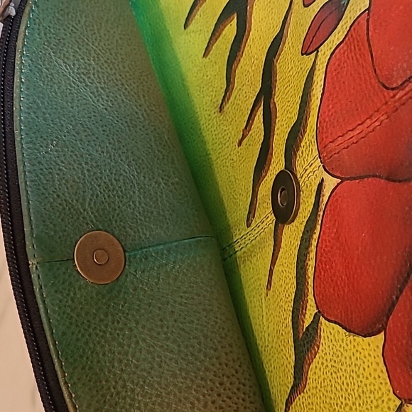 Anuschka Vibrant Hand-painted Leather Crossbody Bag Art-to-wear Boho Unique - Picture 15 of 16
